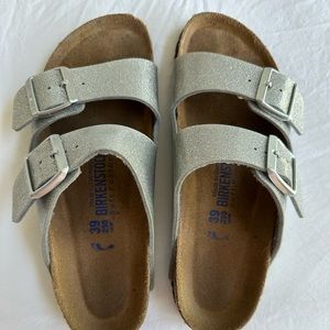 Birkenstocks- silver- size 39 with larger buckle